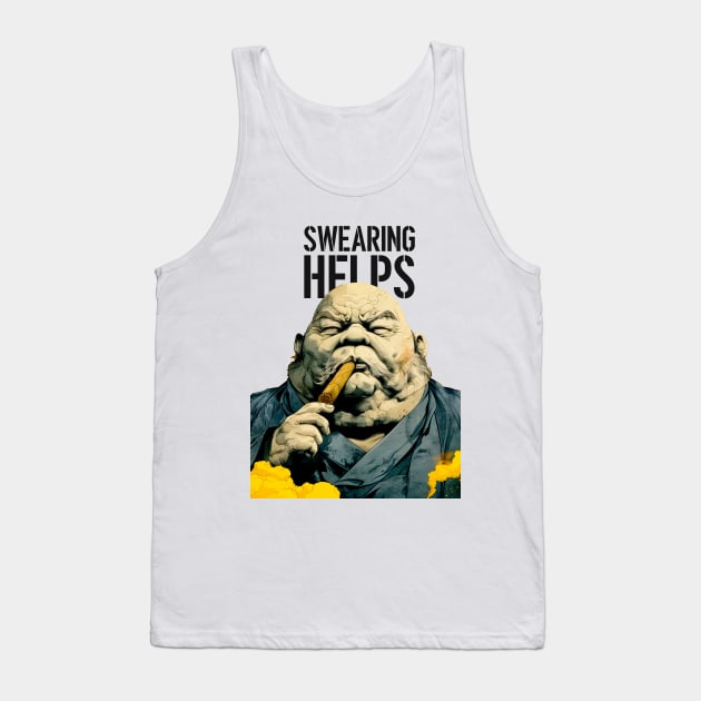 Puff Sumo: Swearing Helps on a light (Knocked Out) background Tank Top by Puff Sumo